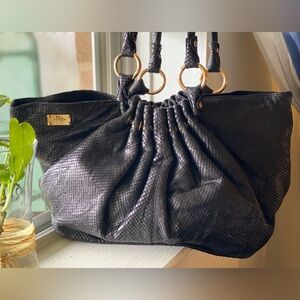 Jenrigo’ Black Genuine Leather “Made In Italy”  Snake Purse